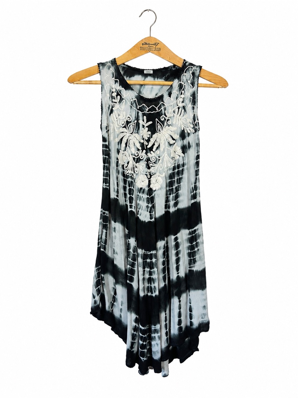 Seven Islands Boho Tie Dye Embroidered Handkerchief Hem Festival Dress Size M